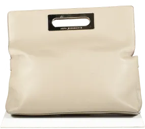 Anya Hindmarch Beige Fold Over Leather Clutch Bag