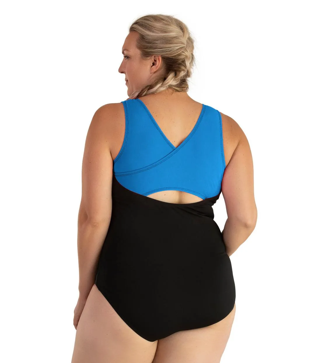 AquaSport Crossback Tanksuit Pacific Blue Black