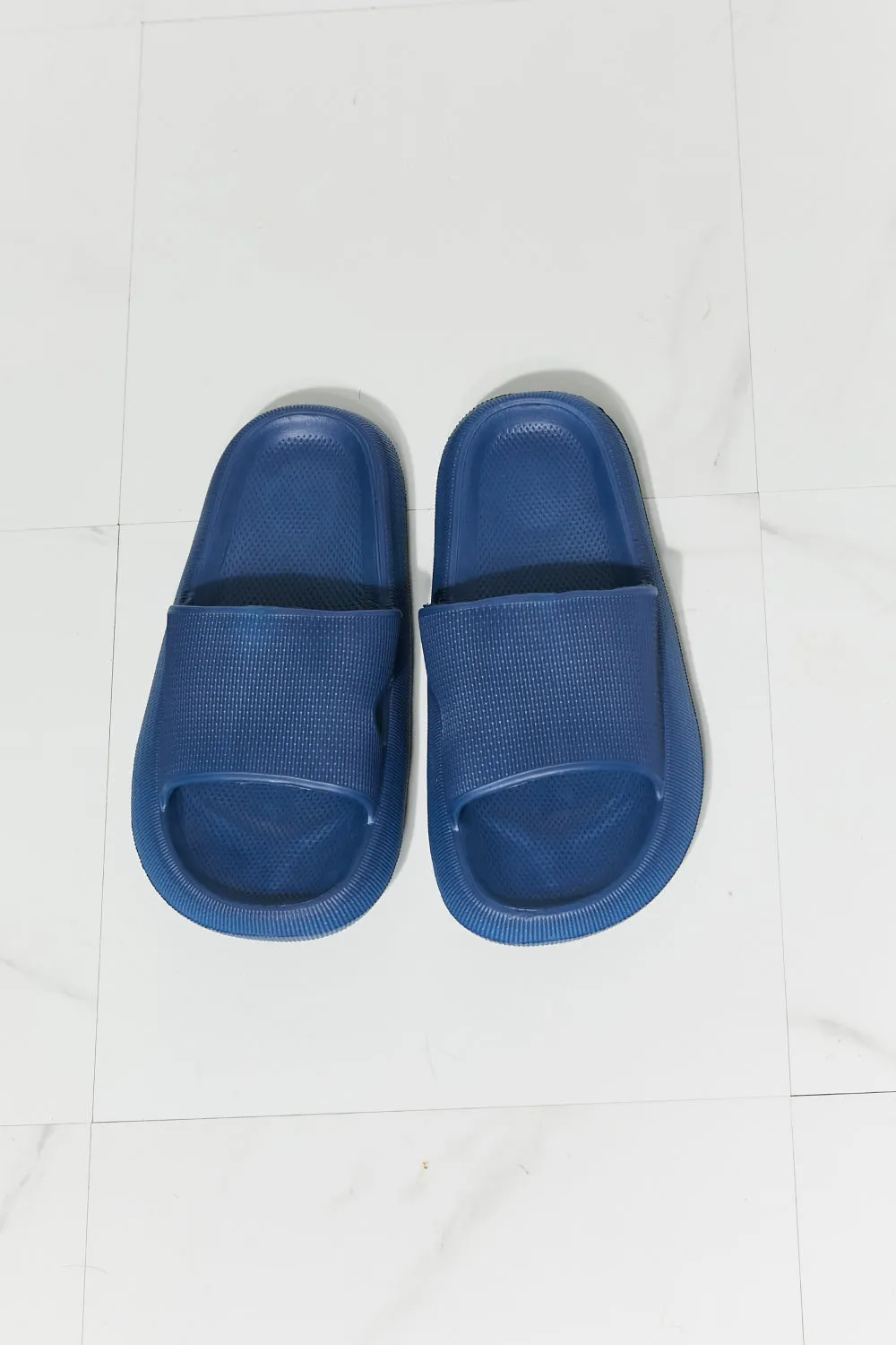 Arms Around Me Open Toe Slide in Navy