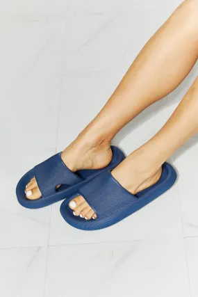 Arms Around Me Open Toe Slide in Navy