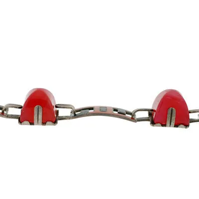 Art Deco Sterling Enamel & Carnelian Link Bracelet