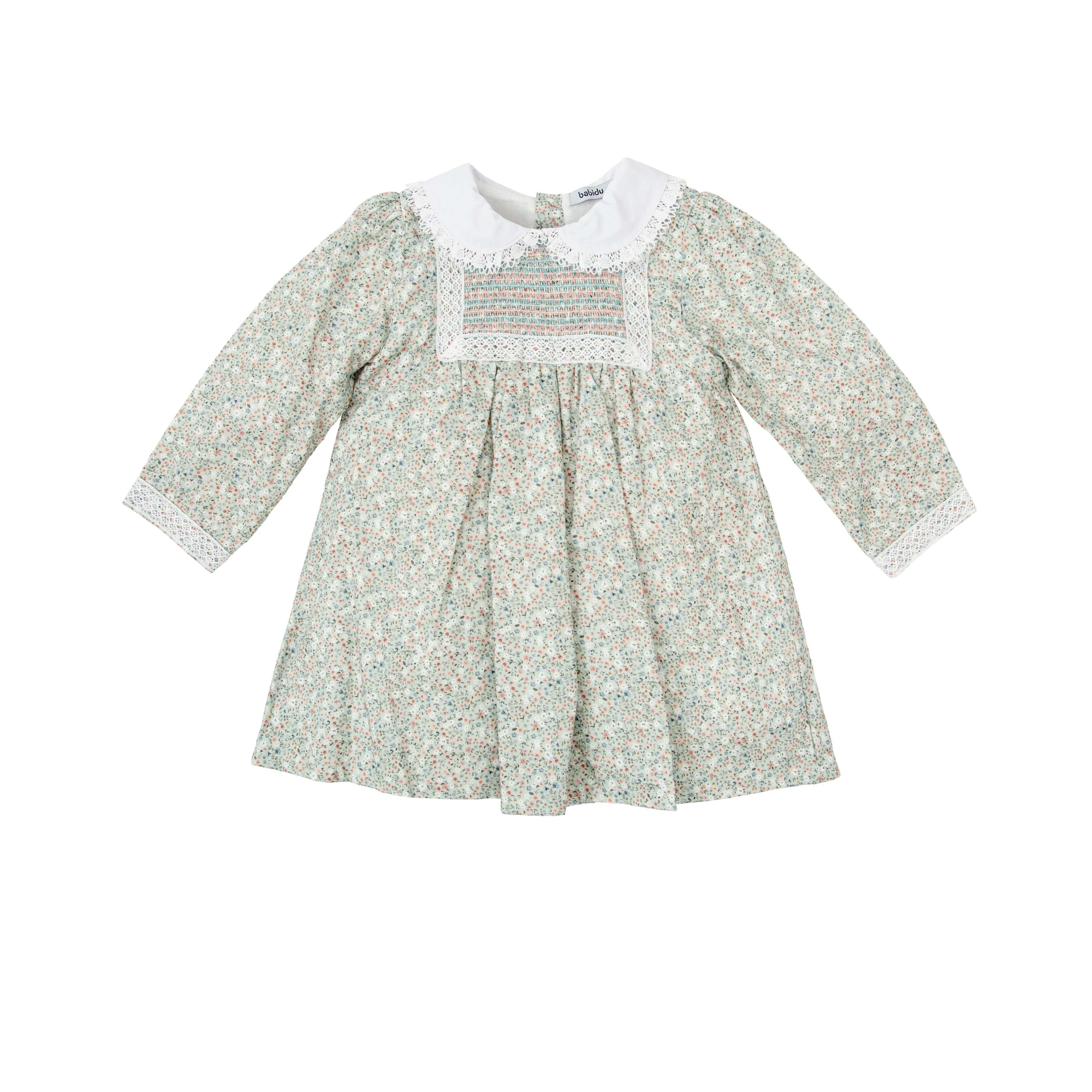 Babidu Girls Floral Smocking Dress Detail