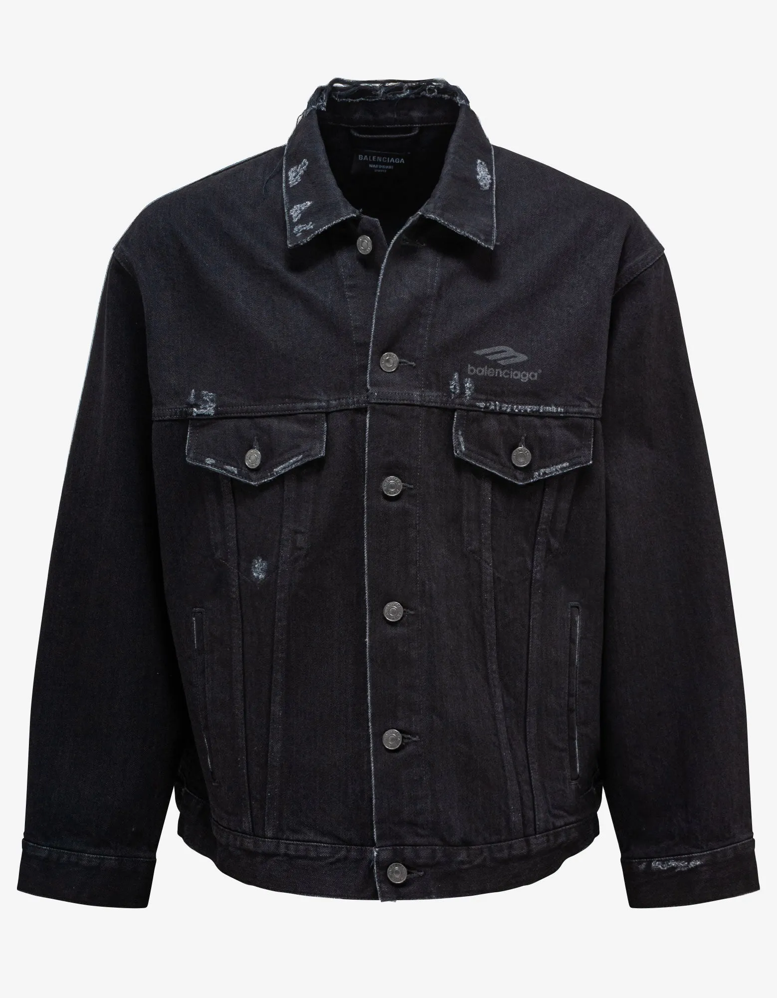 Balenciaga Black 3B Sports Large Fit Denim Jacket