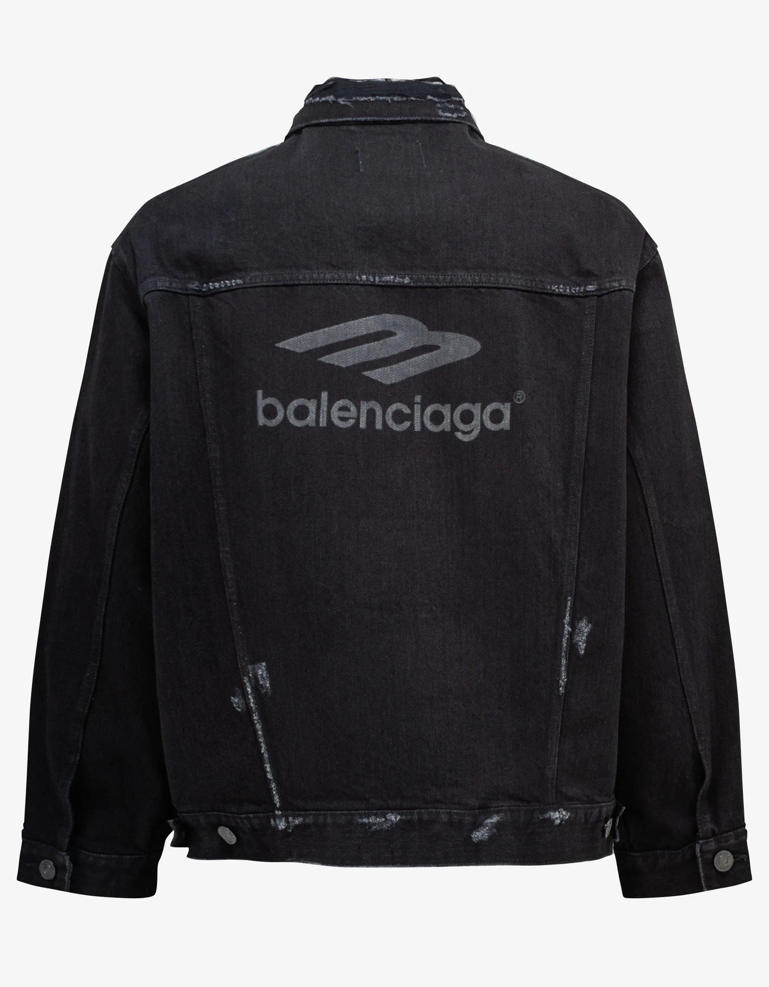 Balenciaga Black 3B Sports Large Fit Denim Jacket