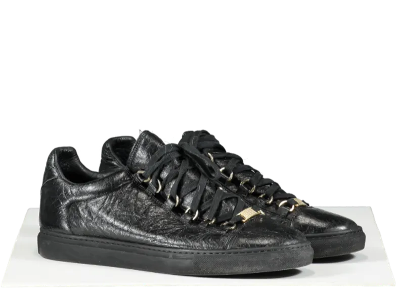 Balenciaga Black Arena Leather Low Sneaker UK 7 EU 40 👠