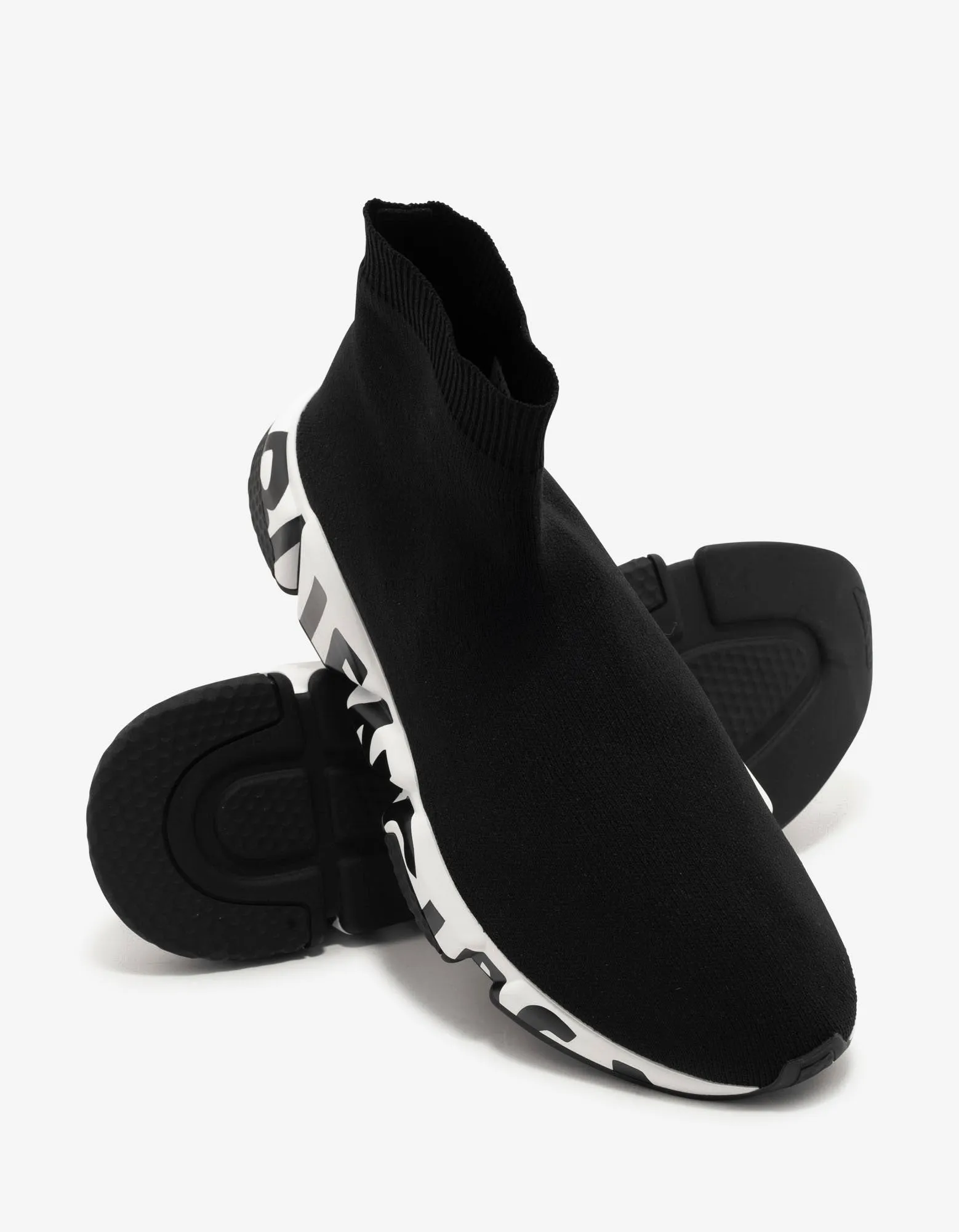 Balenciaga Black Graffiti Logo Sole Speed Trainers