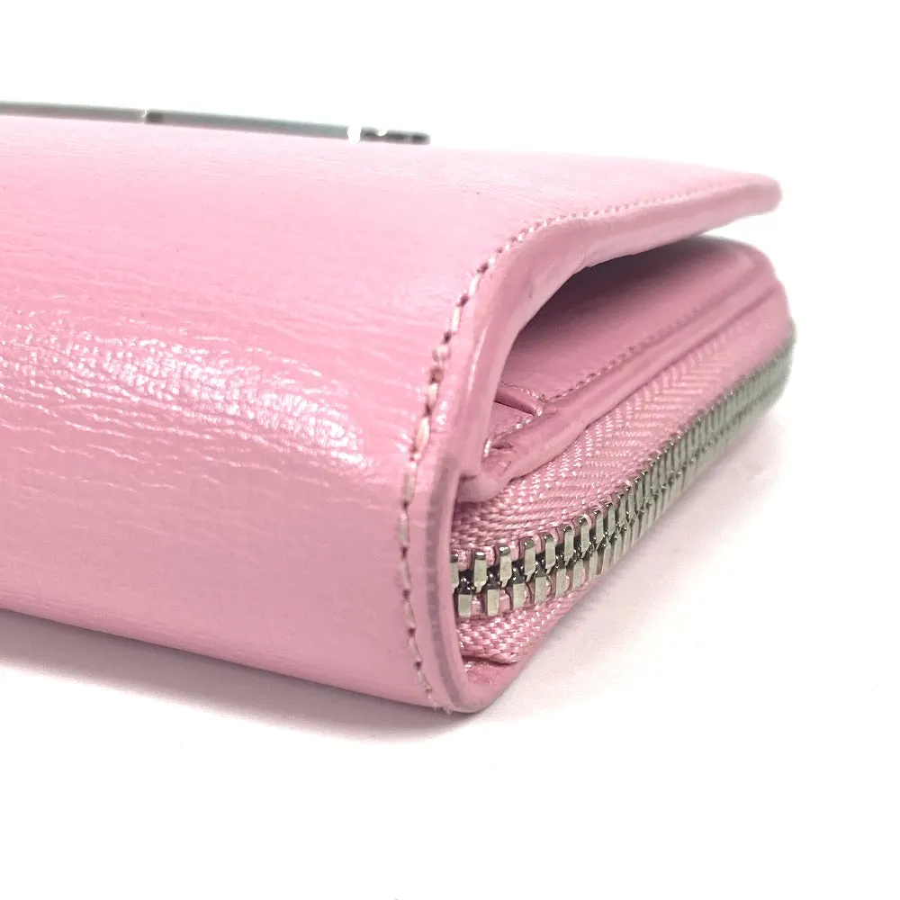 BALENCIAGA Folded wallet 674847 leather Light pink Compact wallet Compact zip Women Used Authentic