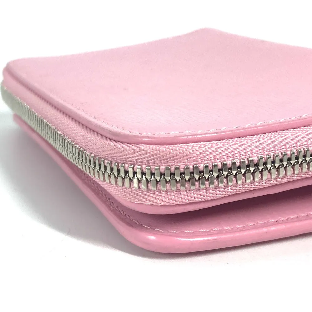 BALENCIAGA Folded wallet 674847 leather Light pink Compact wallet Compact zip Women Used Authentic