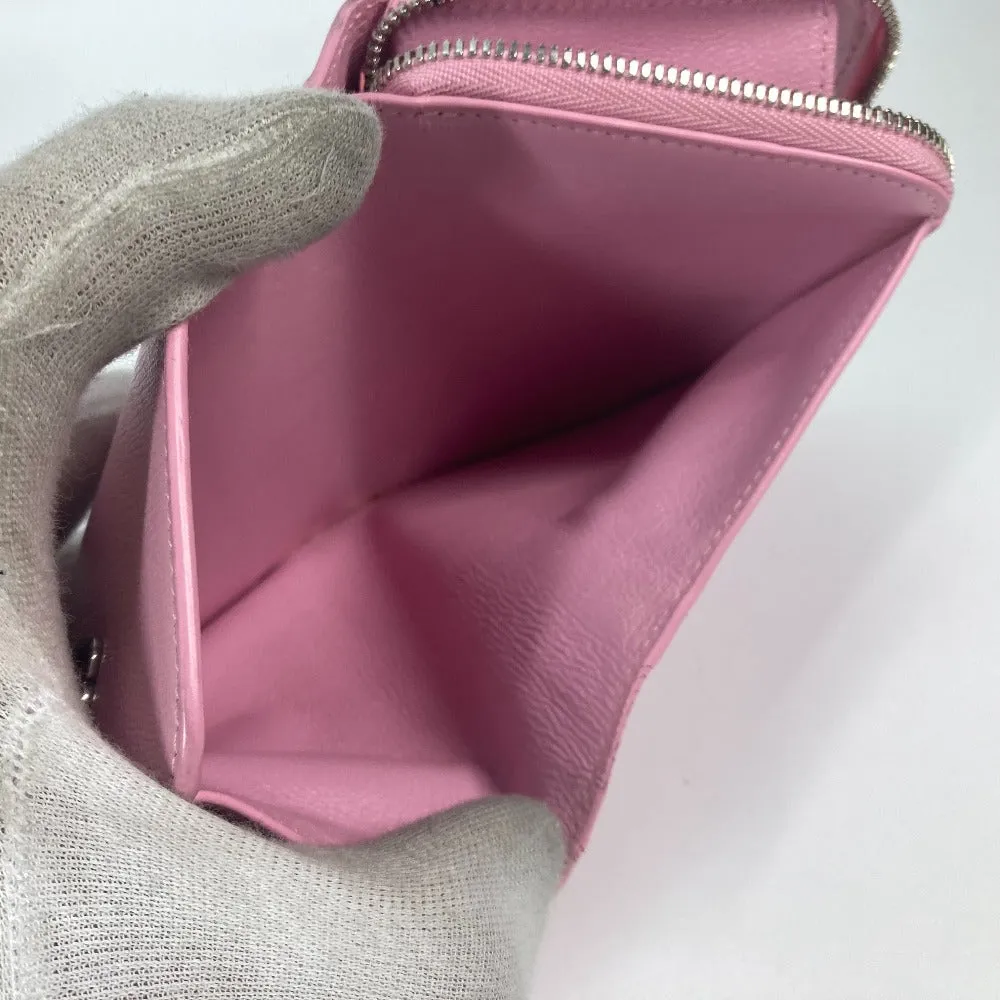 BALENCIAGA Folded wallet 674847 leather Light pink Compact wallet Compact zip Women Used Authentic