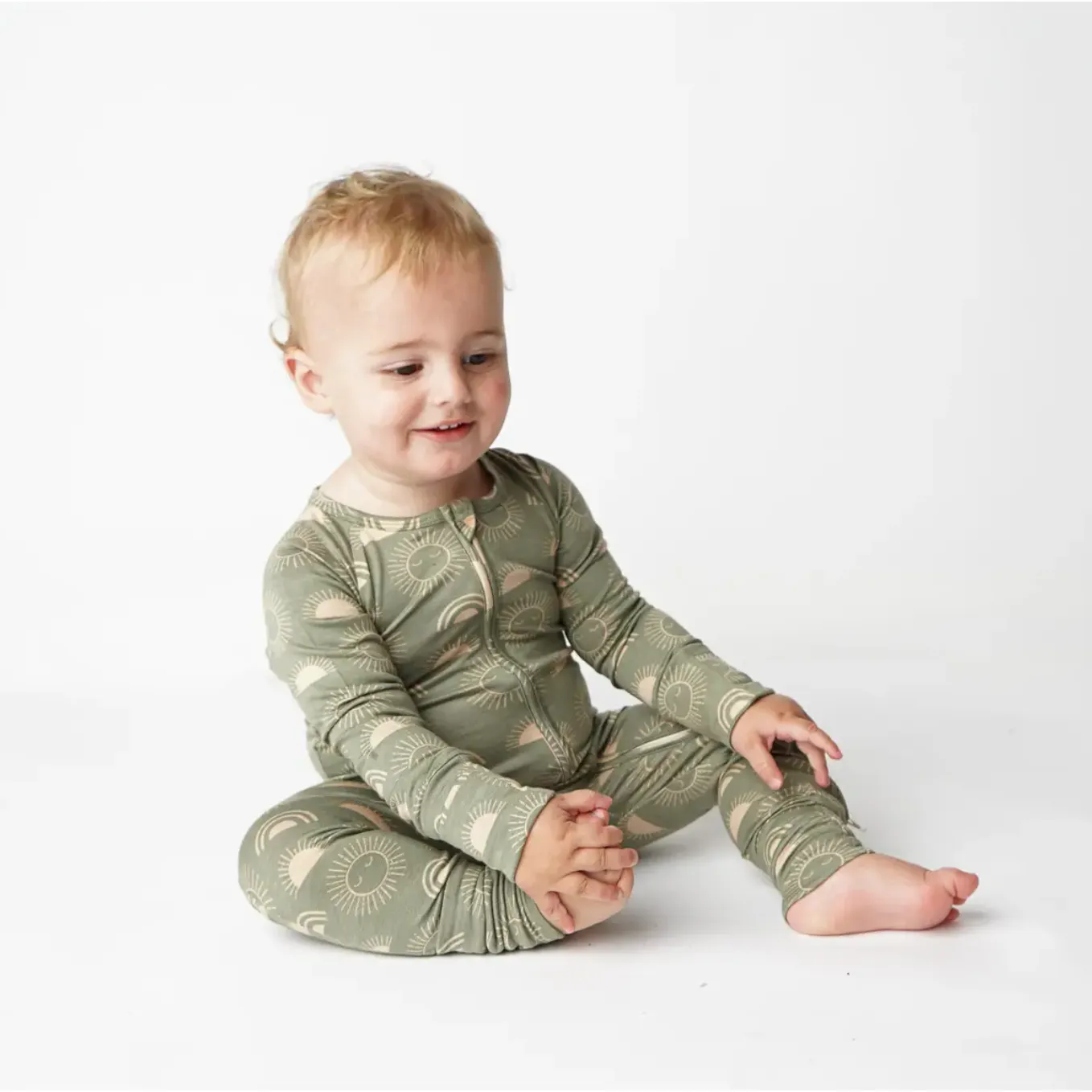 bamboo baby convertible footie pajamas in celestial sun