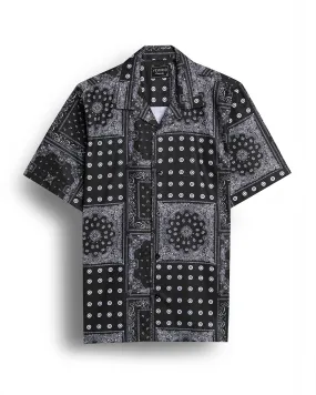 Bandana print shirt - black half sleeve shirt for men