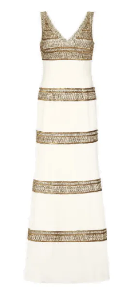 Beaded Long Ivory Dress