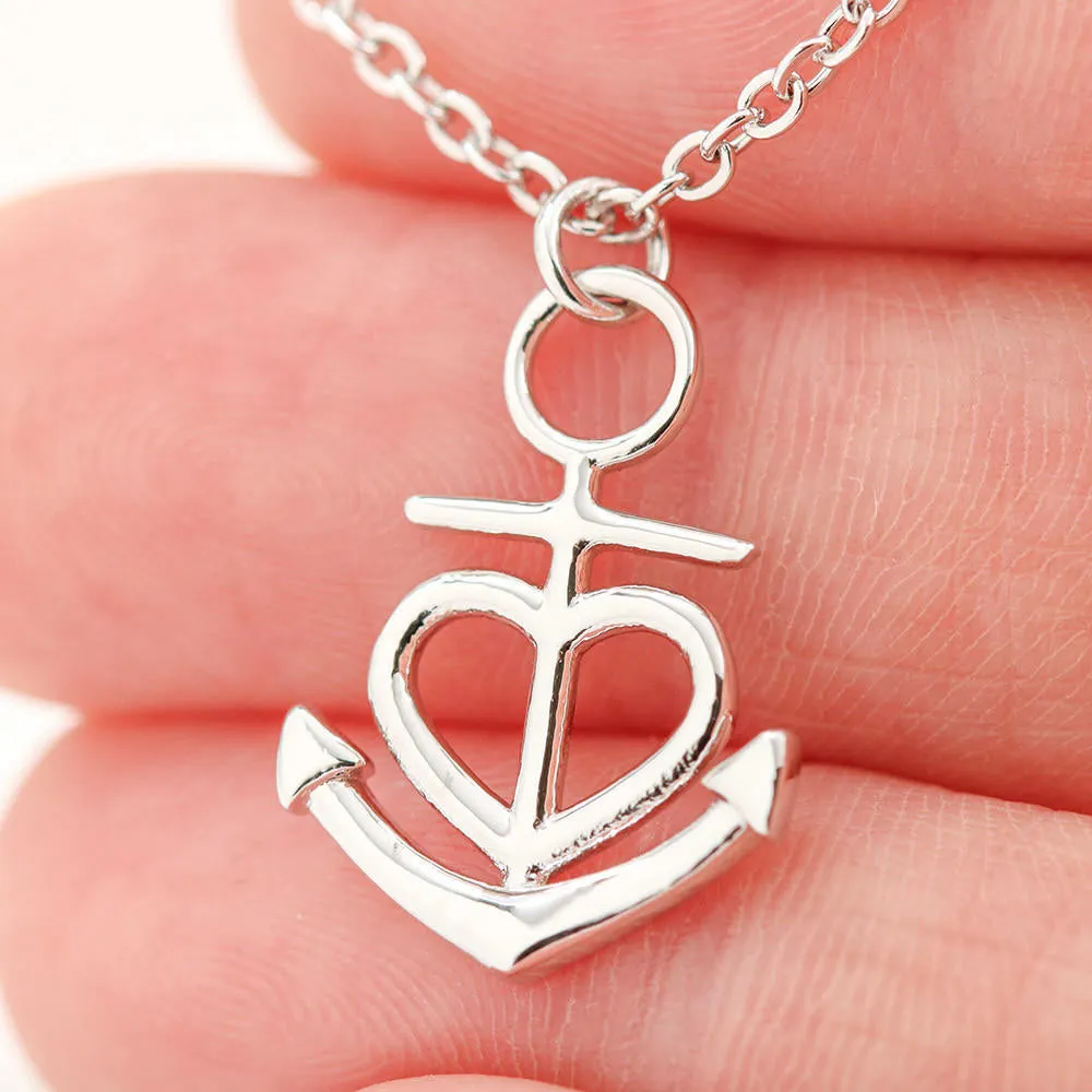 Beautiful Anchor Heart Necklace With Dad To Daughter "I Love You" Message Card