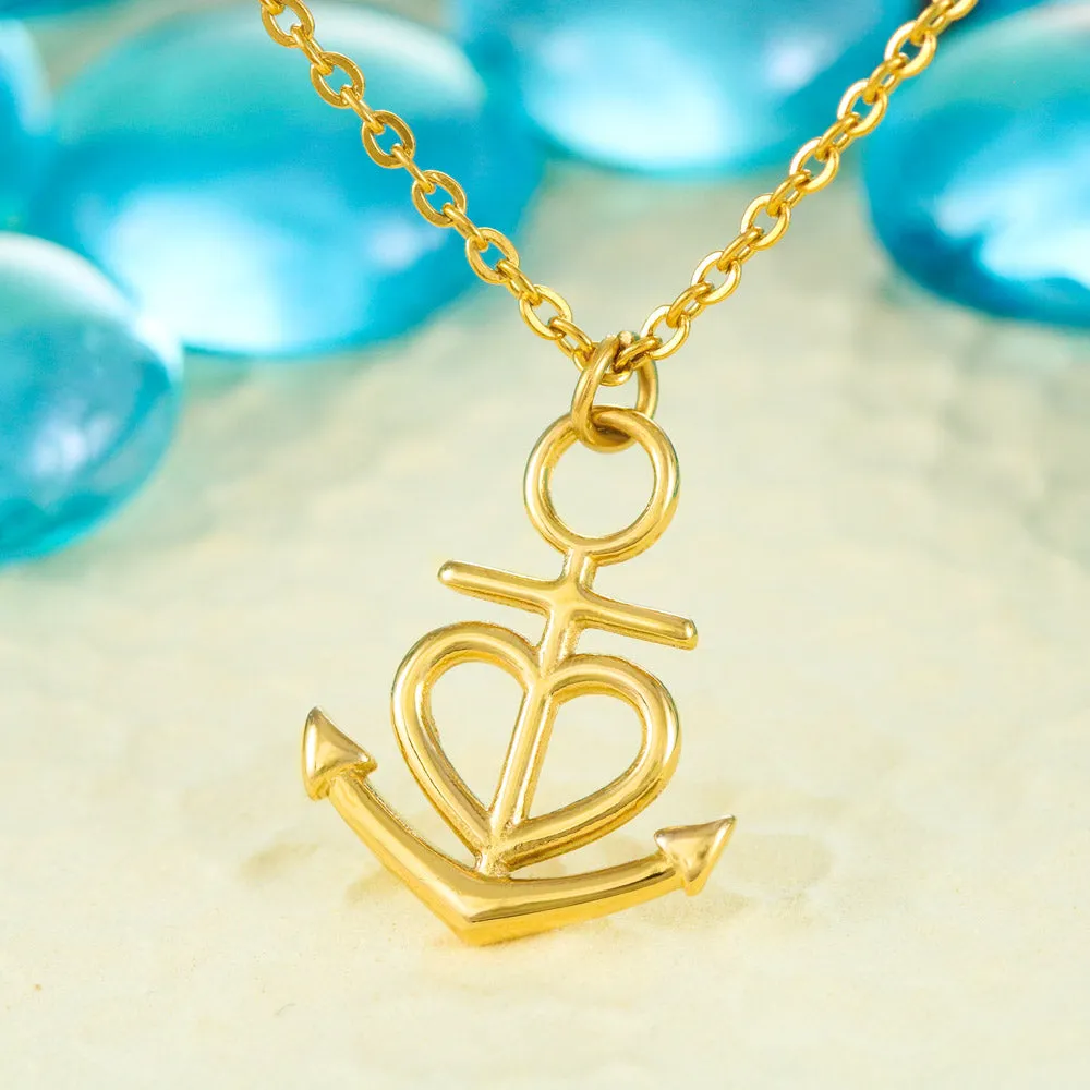 Beautiful Anchor Heart Necklace With Dad To Daughter "I Love You" Message Card