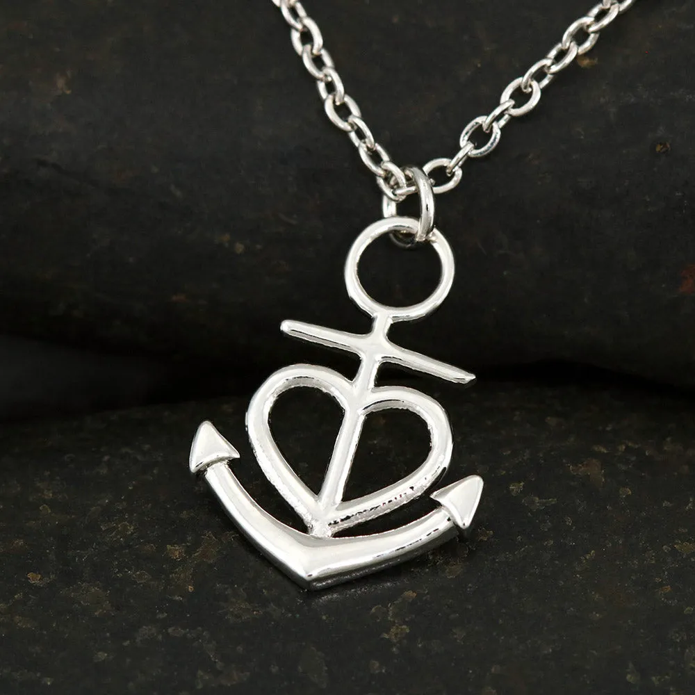 Beautiful Anchor Heart Necklace With Dad To Daughter "I Love You" Message Card