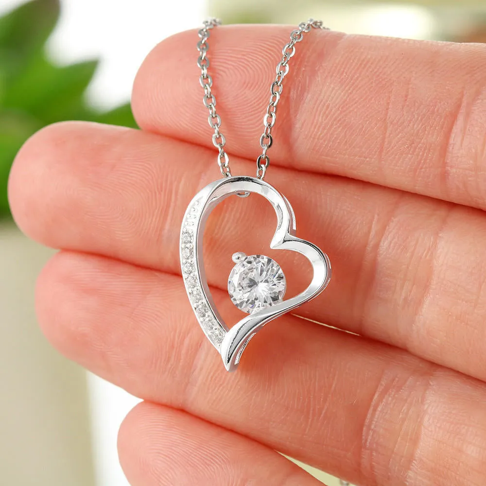 Beautiful Cubic Zirconia Heart Shape Necklace With Dad To Daughter Never Forget That How Much I Love You Message Card