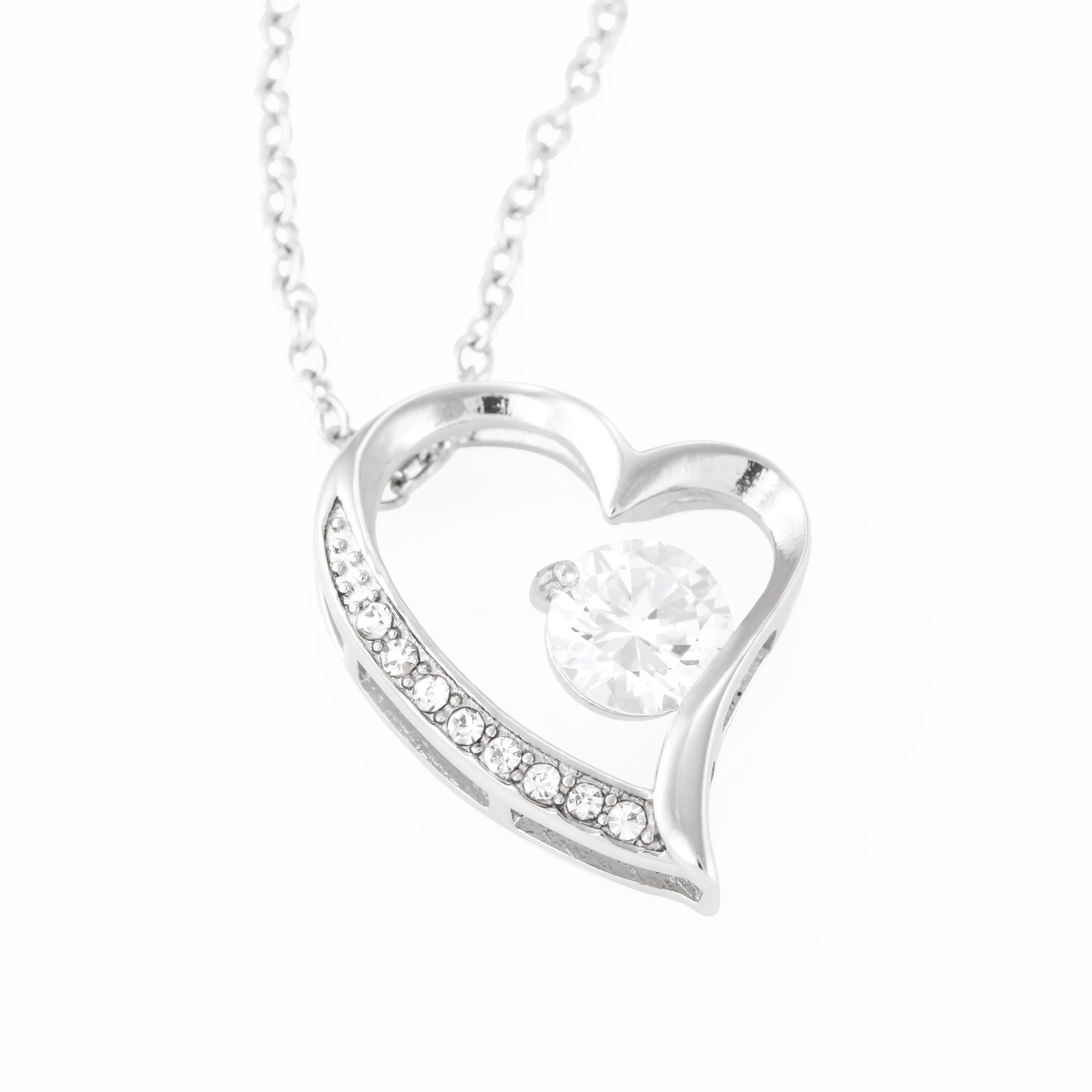 Beautiful Cubic Zirconia Heart Shape Necklace With Dad To Daughter Never Forget That How Much I Love You Message Card