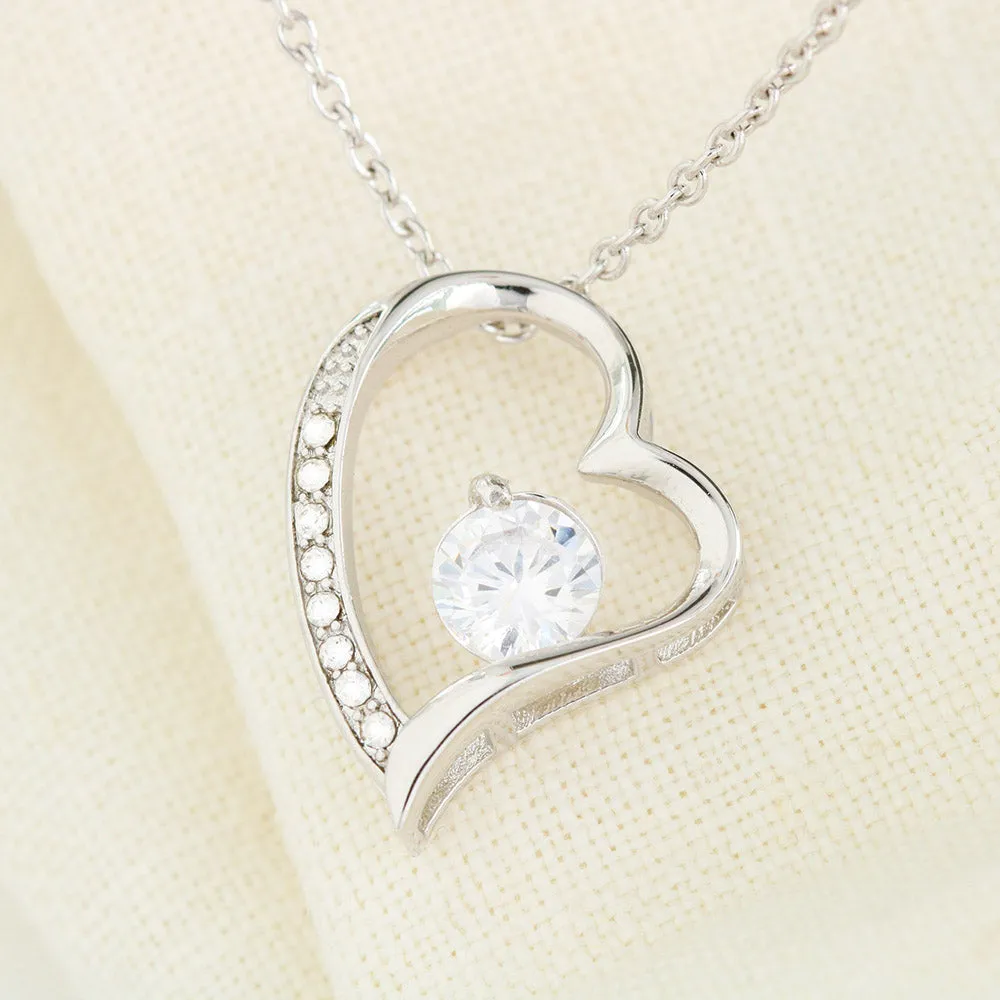 Beautiful Cubic Zirconia Heart Shape Necklace With Dad To Daughter Never Forget That How Much I Love You Message Card