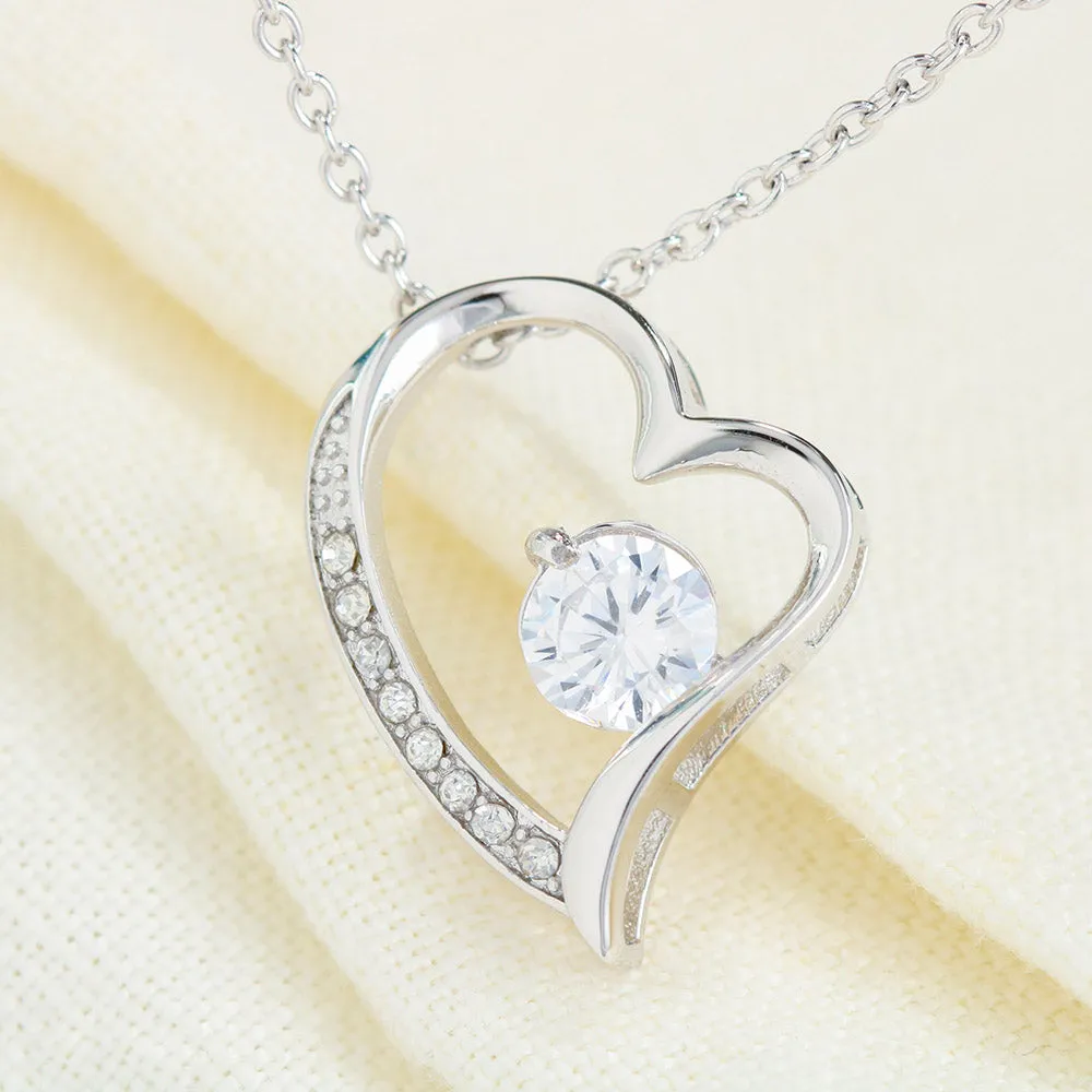 Beautiful Cubic Zirconia Heart Shape Necklace With Dad To Daughter Never Forget That How Much I Love You Message Card