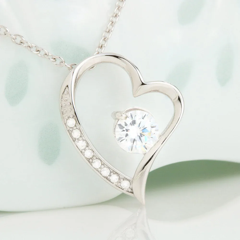 Beautiful Cubic Zirconia Heart Shape Necklace With Dad To Daughter Never Forget That How Much I Love You Message Card