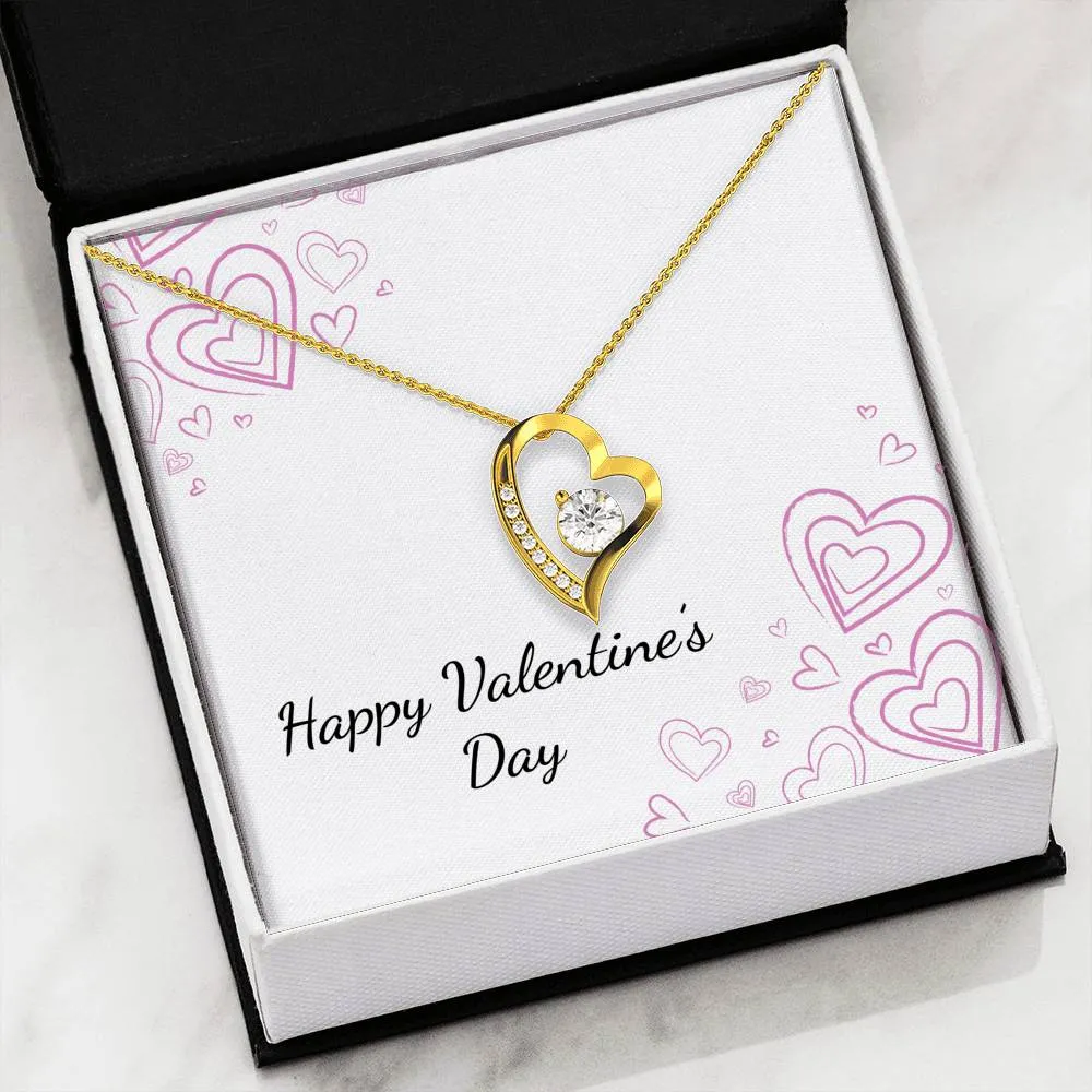 Beautiful Valentine's Heart Necklace Love For Ever With Valentine's Day Wish