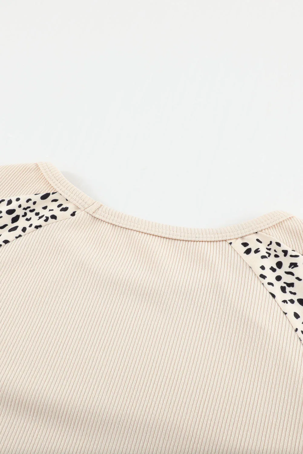 Beige Leopard Print Pullover Long Sleeve Top