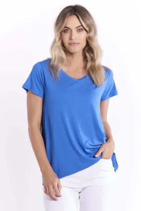 Betty Basics Matilda V-Neck Tee in Sapphire Blue