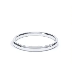 - Bevelled Edge Profile Plain Wedding Ring 18k White Gold