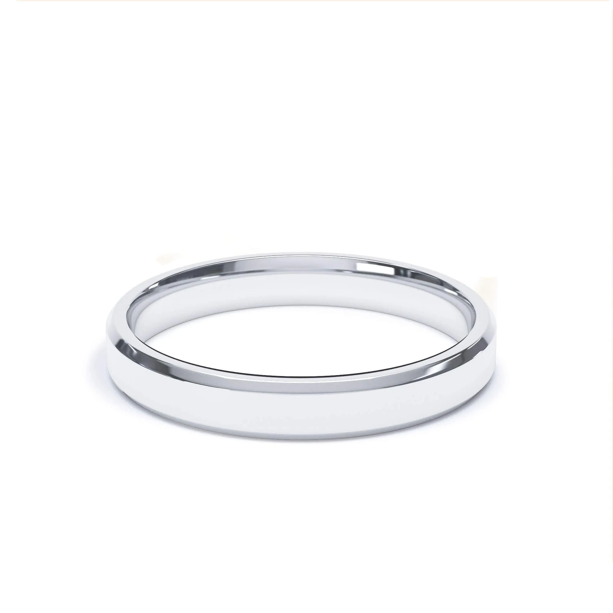 - Bevelled Edge Profile Wedding Ring 18k White Gold