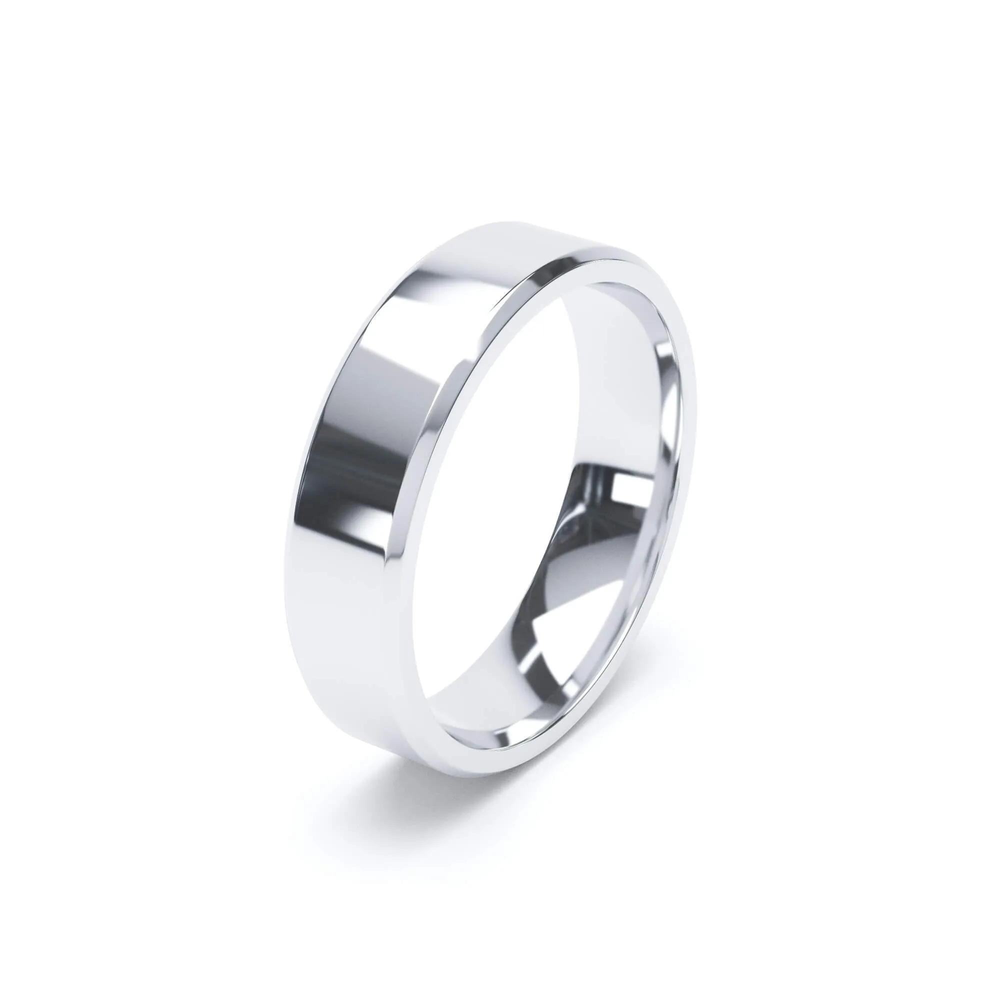 - Bevelled Edge Profile Wedding Ring 18k White Gold