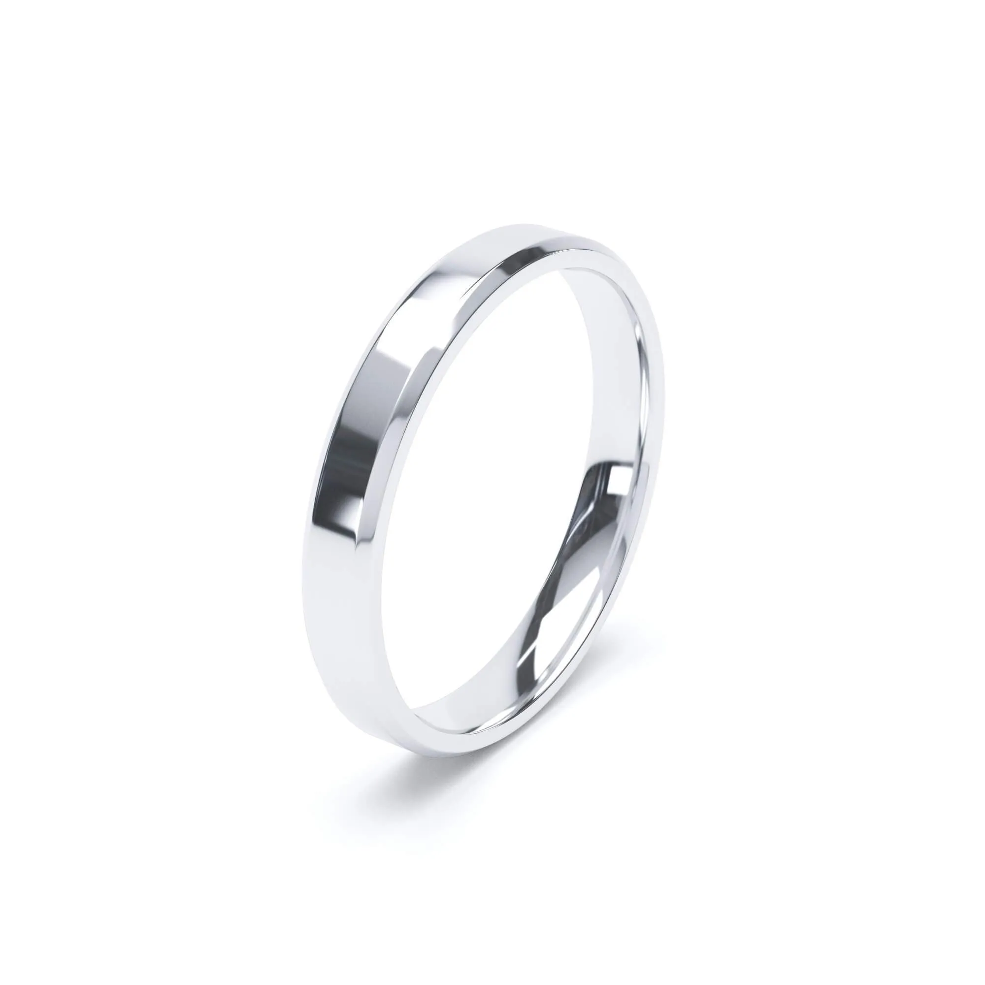 - Bevelled Edge Profile Wedding Ring 18k White Gold