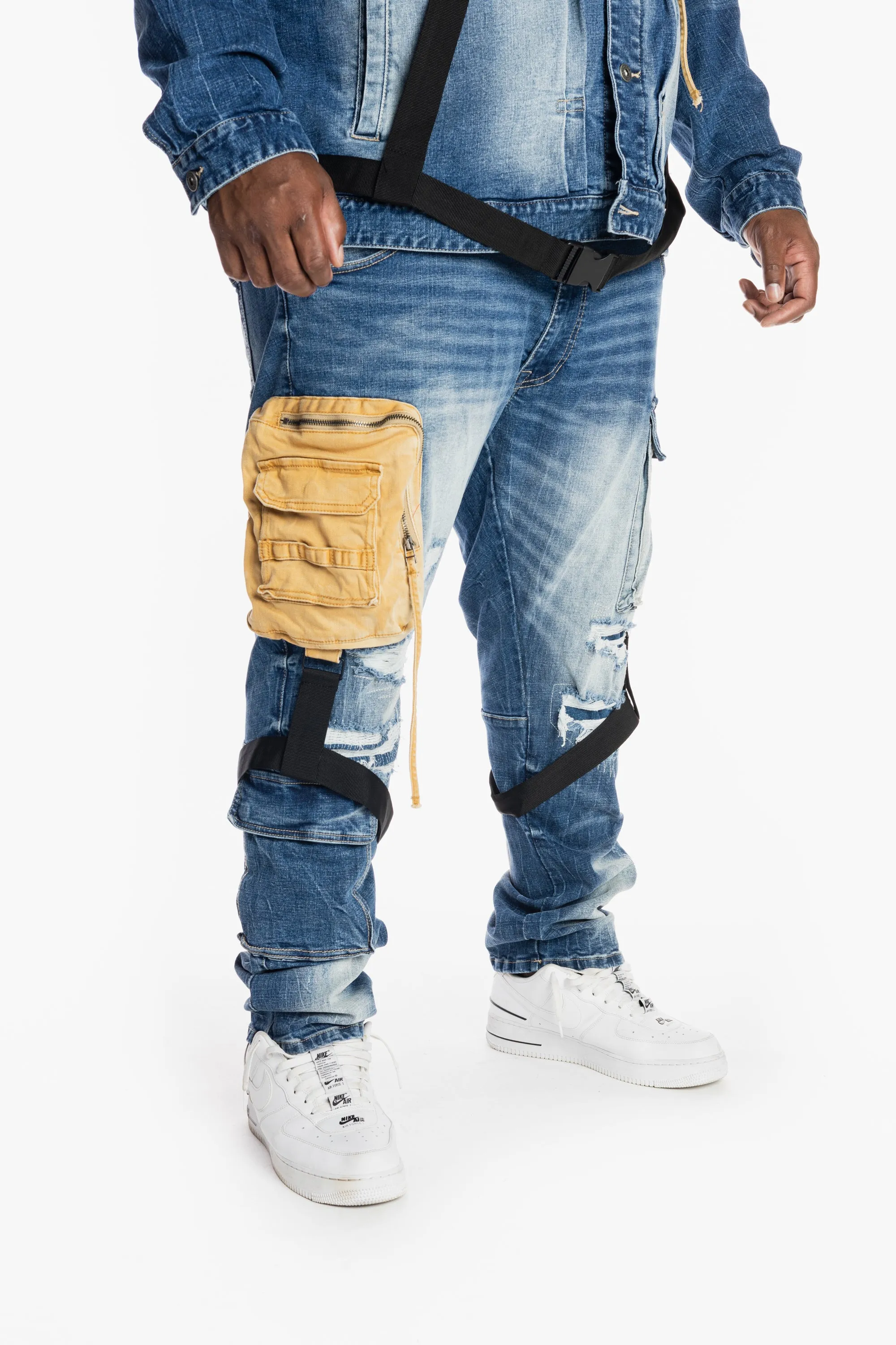 Big and Tall Utility Fashion Jeans - Bristol Blue