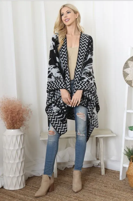 Black & White, Cozy Kimono Wrap