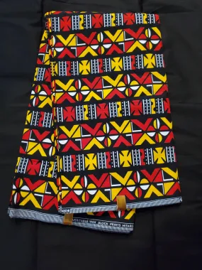 Black and Red Ankara Print Fabric