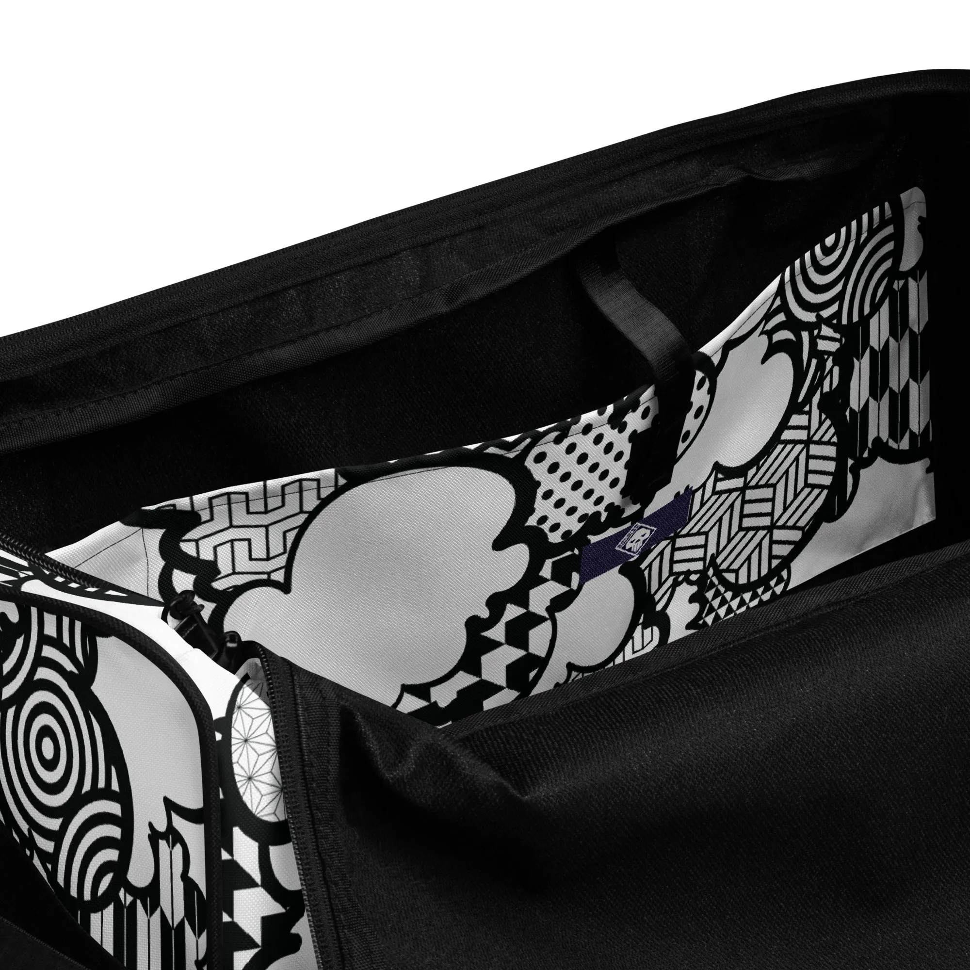 Black and White Graffiti Clouds Sports Duffle Bag - Perfect for Gym and Travel