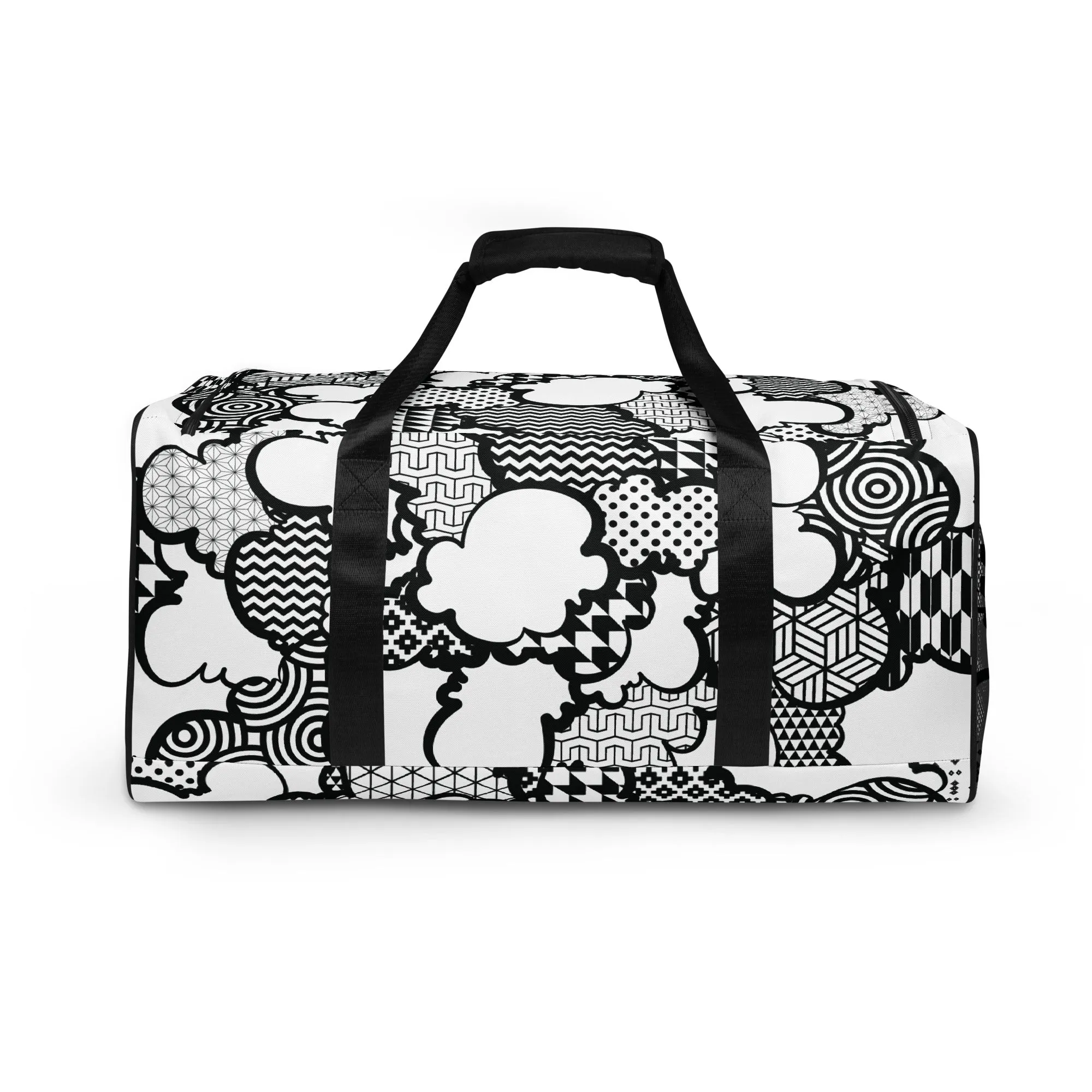 Black and White Graffiti Clouds Sports Duffle Bag - Perfect for Gym and Travel