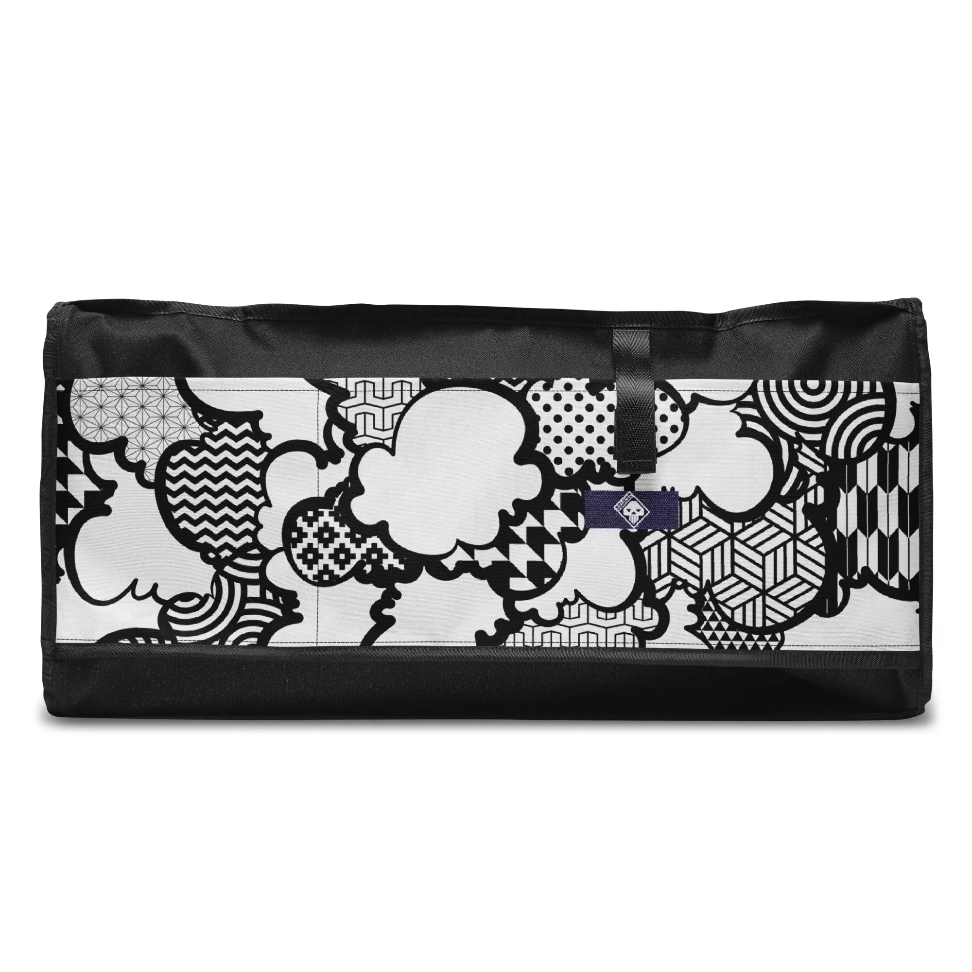 Black and White Graffiti Clouds Sports Duffle Bag - Perfect for Gym and Travel