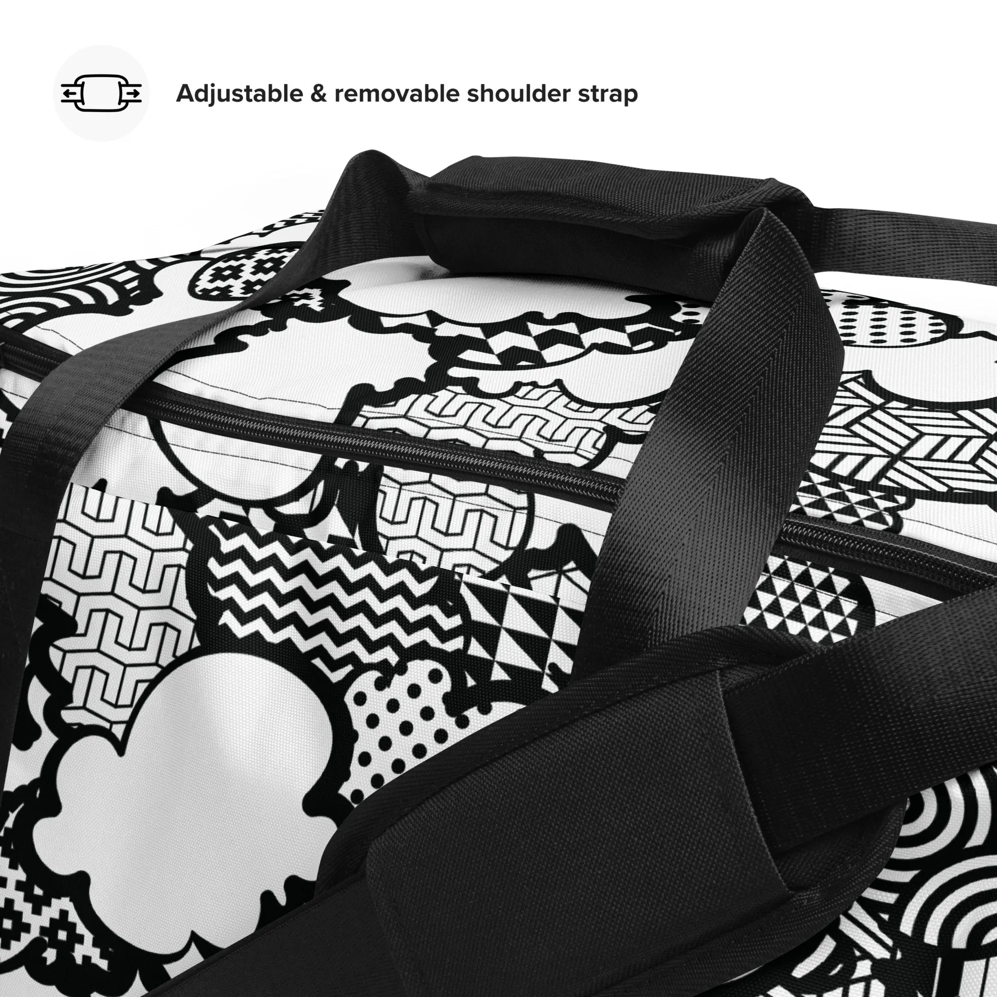 Black and White Graffiti Clouds Sports Duffle Bag - Perfect for Gym and Travel