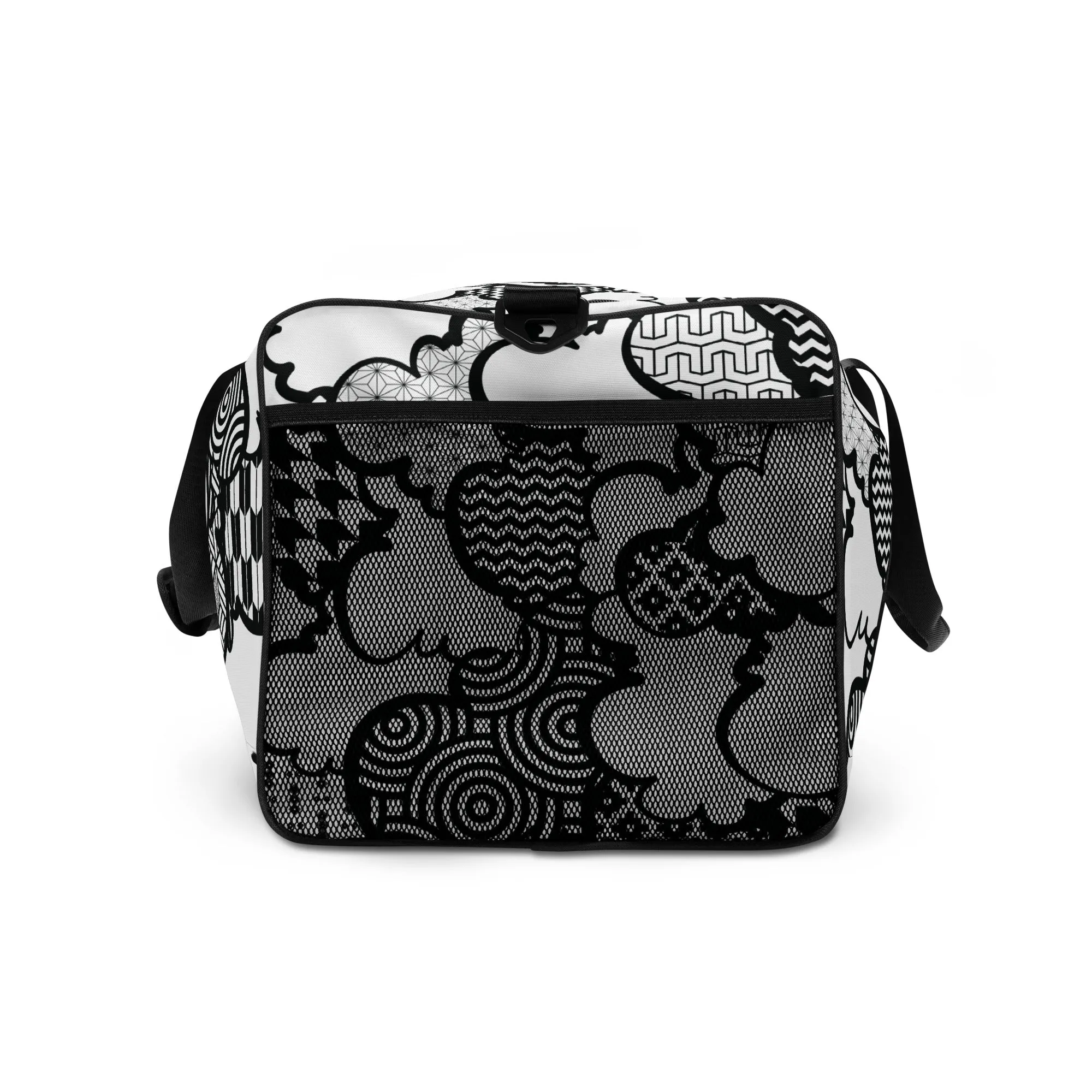 Black and White Graffiti Clouds Sports Duffle Bag - Perfect for Gym and Travel