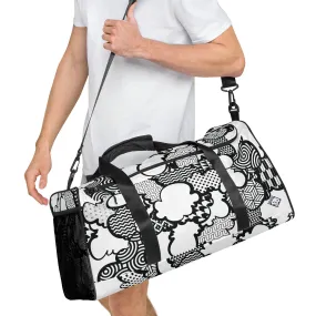 Black and White Graffiti Clouds Sports Duffle Bag - Perfect for Gym and Travel