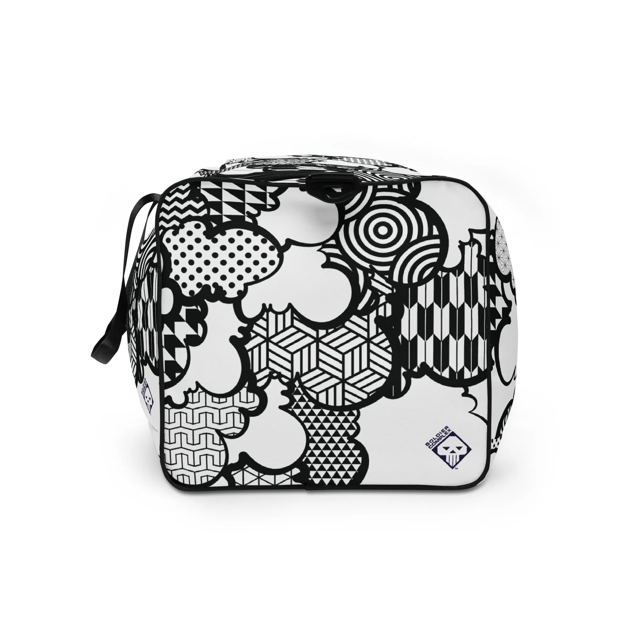 Black and White Graffiti Clouds Sports Duffle Bag - Perfect for Gym and Travel