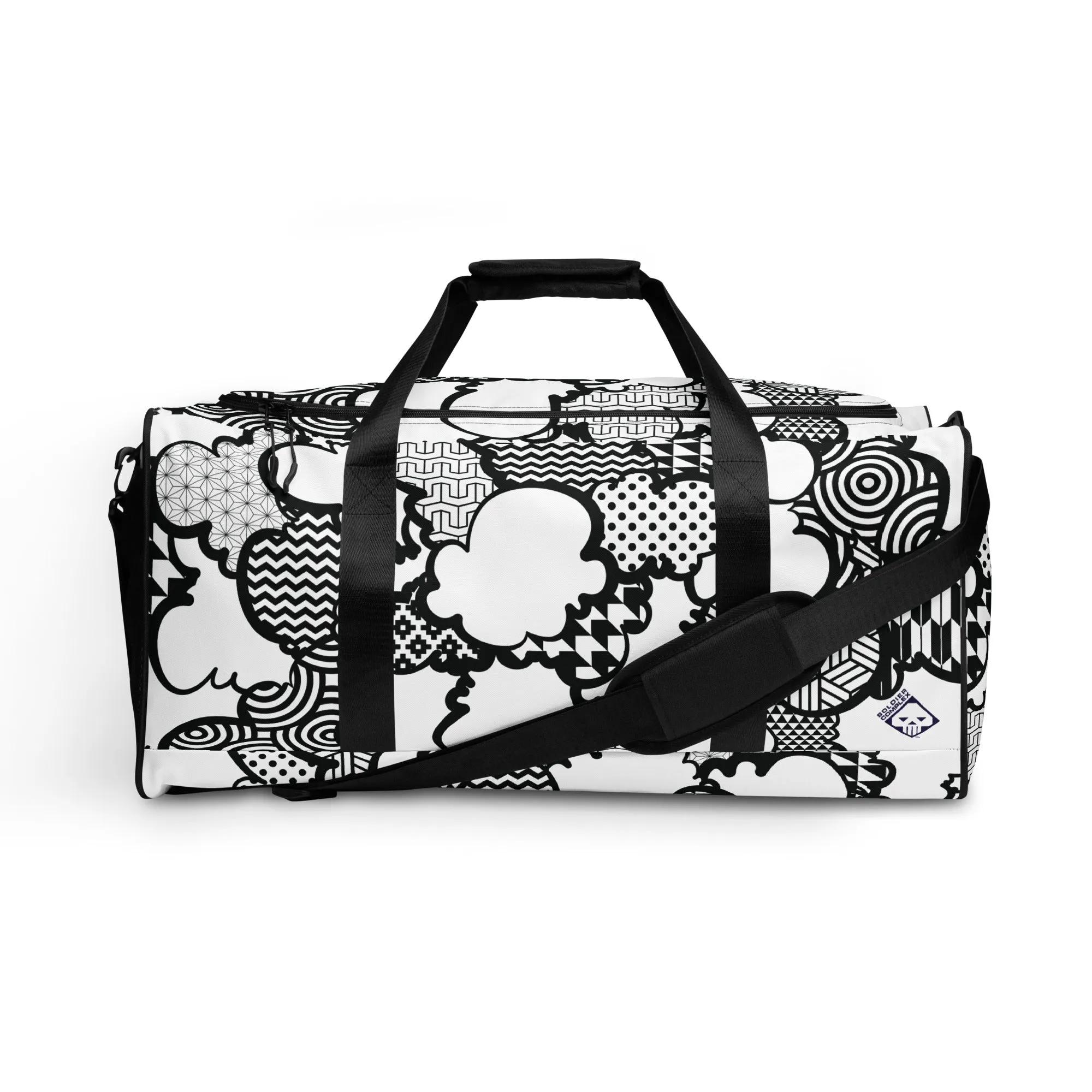 Black and White Graffiti Clouds Sports Duffle Bag - Perfect for Gym and Travel