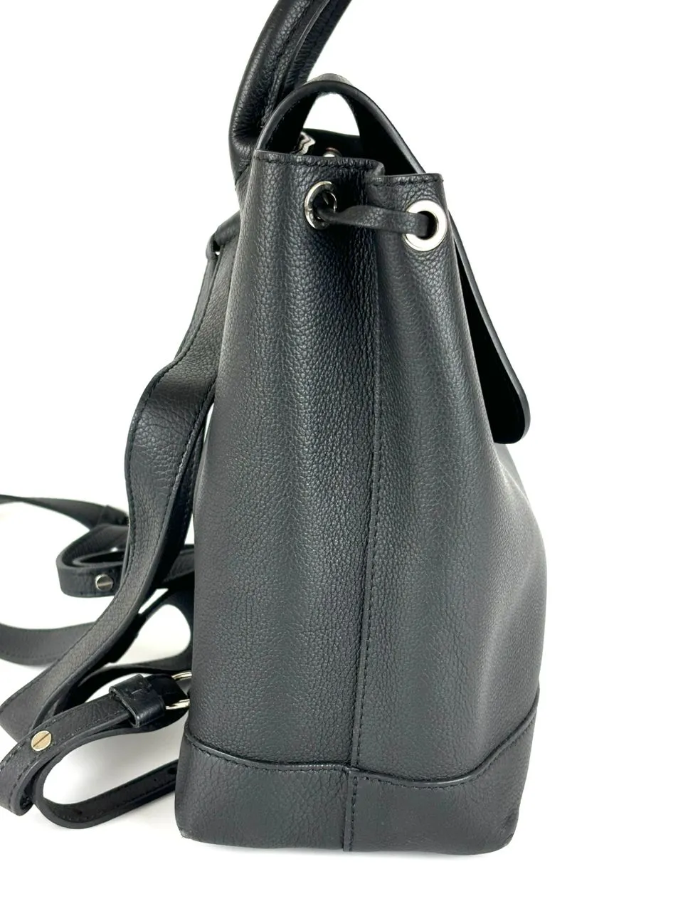 Black Calfskin Leather Lockme Backpack