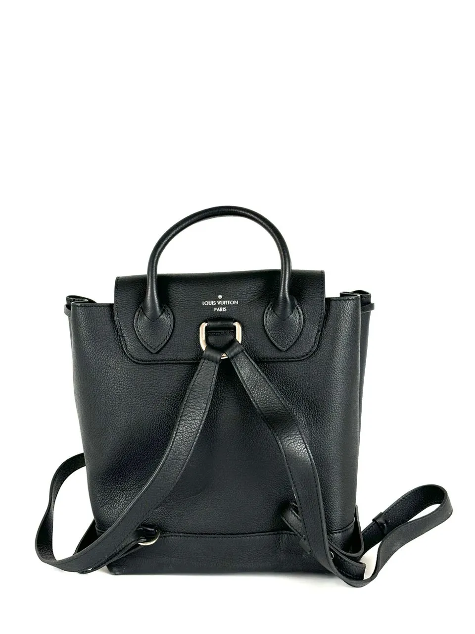 Black Calfskin Leather Lockme Backpack