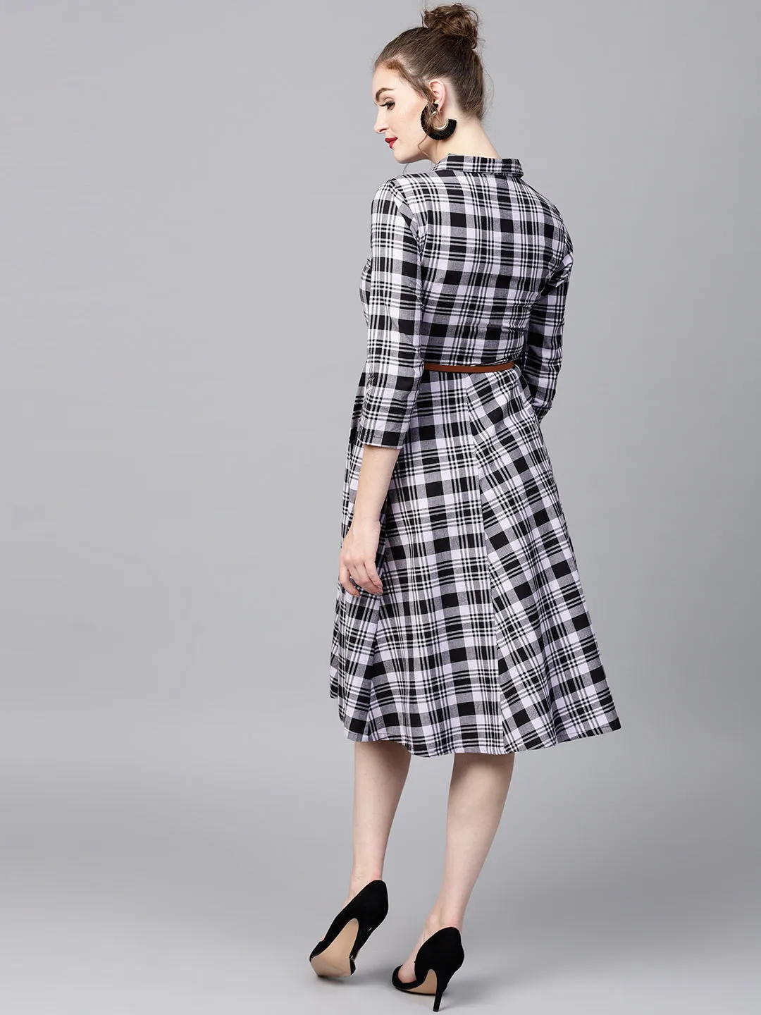 Black Check Shirt Ethnic Belted Dress