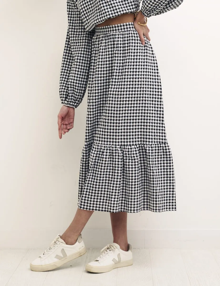 Black Gingham Bianca Midi Co-Ord Skirt