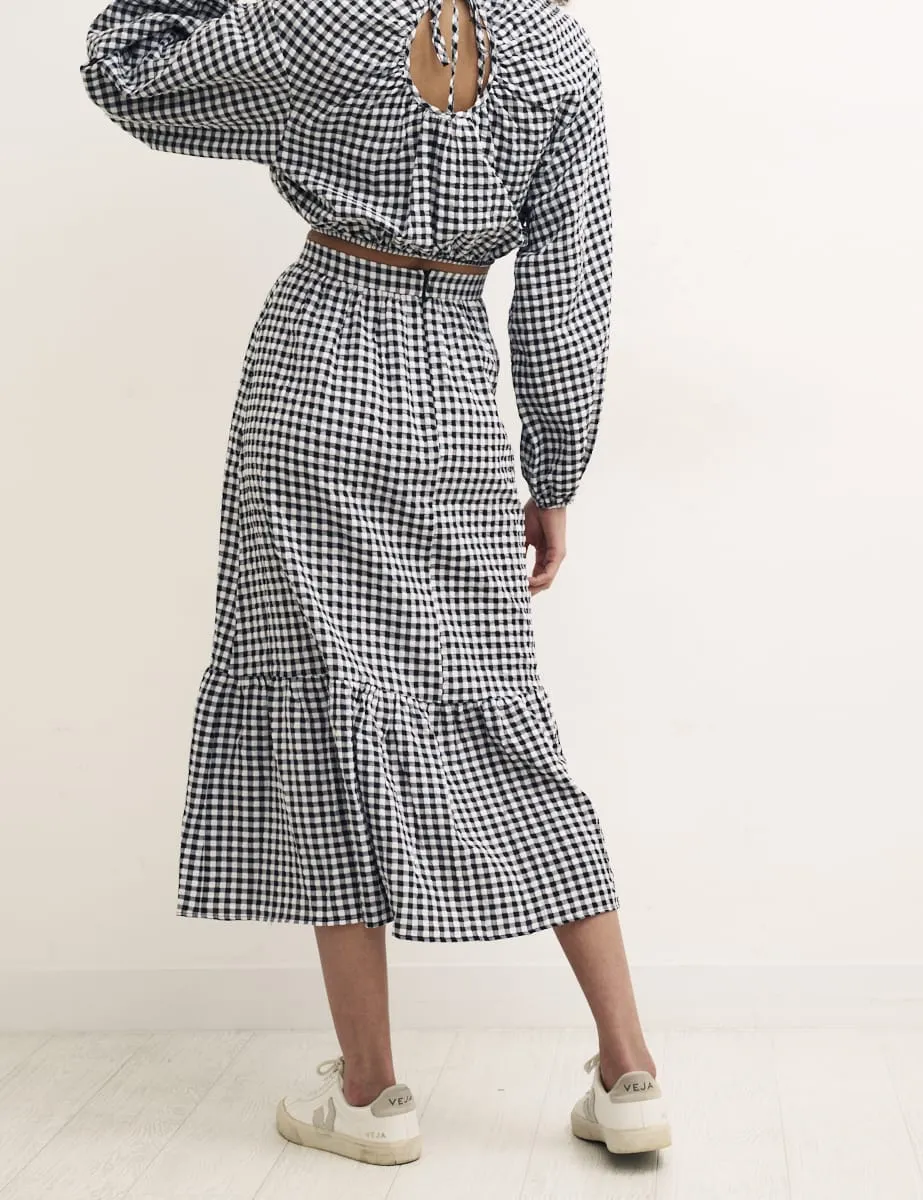 Black Gingham Bianca Midi Co-Ord Skirt