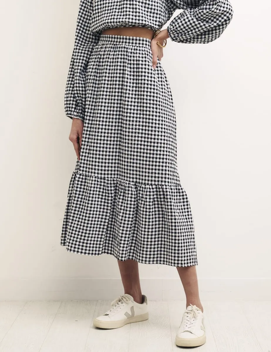 Black Gingham Bianca Midi Co-Ord Skirt