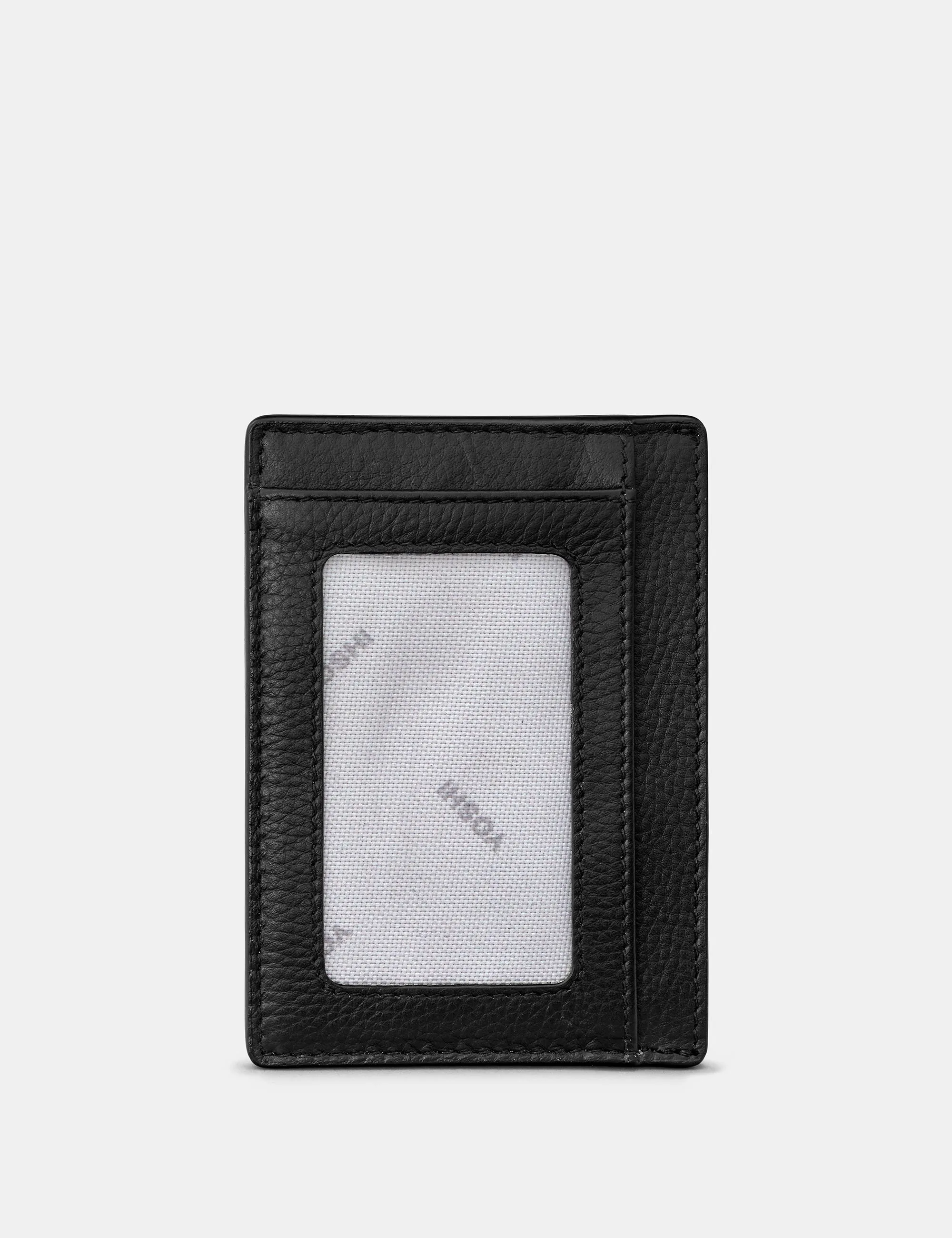 Black Leather Card Holder With ID Window