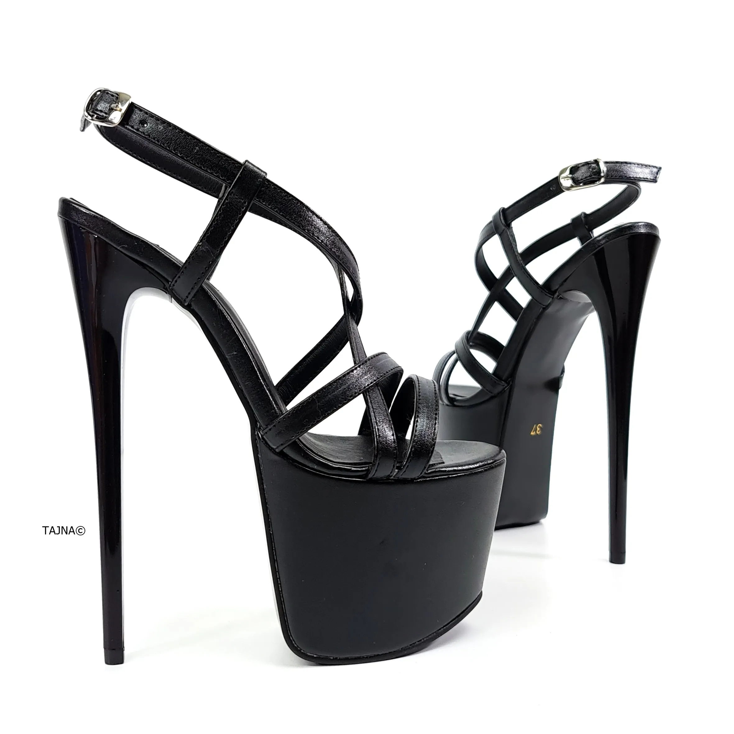 Black Matte High Heel Sandals